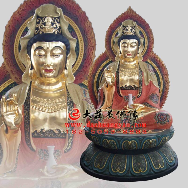 观世音菩萨彩绘贴金塑像