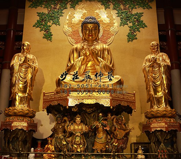 一佛二弟子贴金佛像
