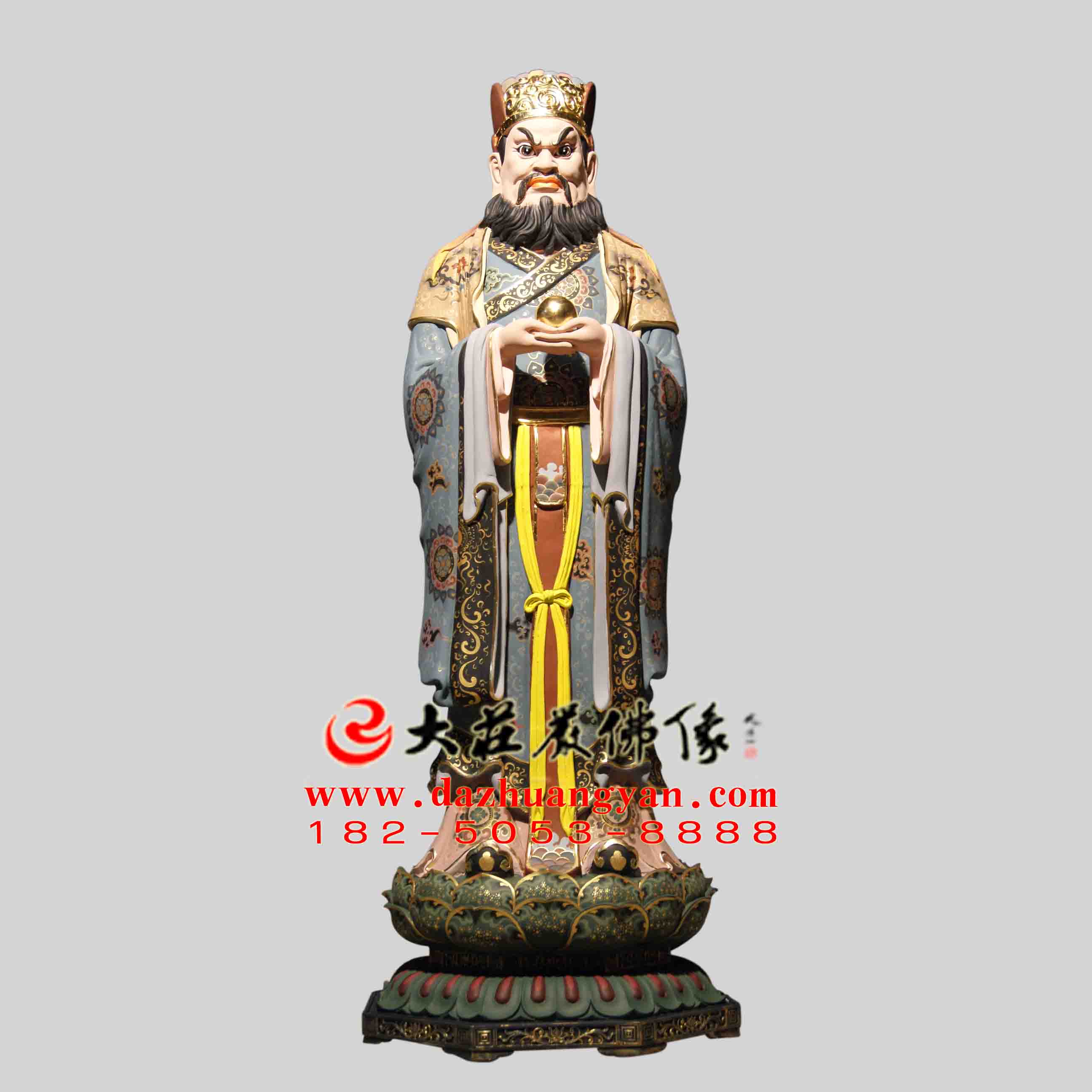 地藏王弟了闵公彩绘描金塑像