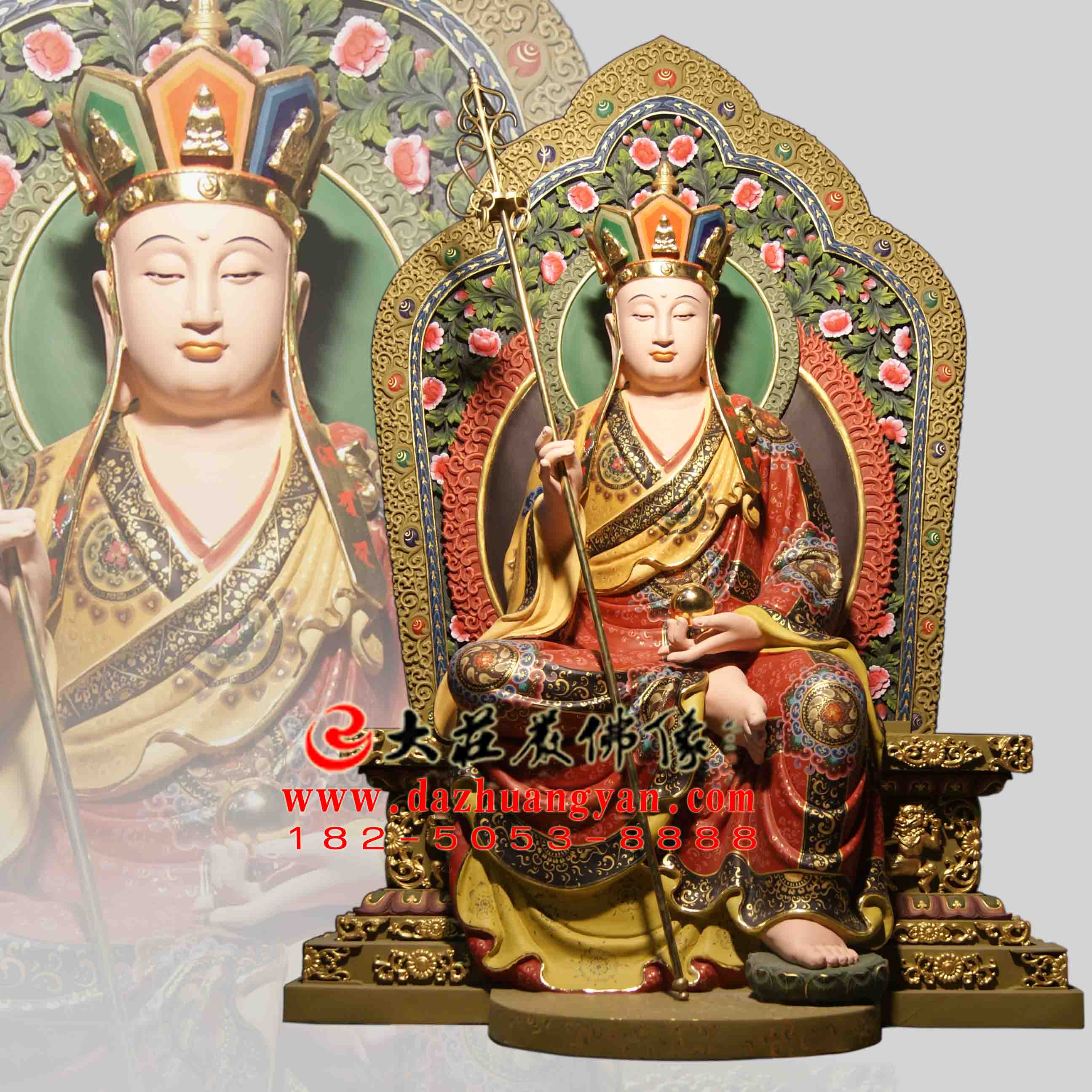 娑婆三圣之地藏菩萨生漆脱胎彩绘佛像