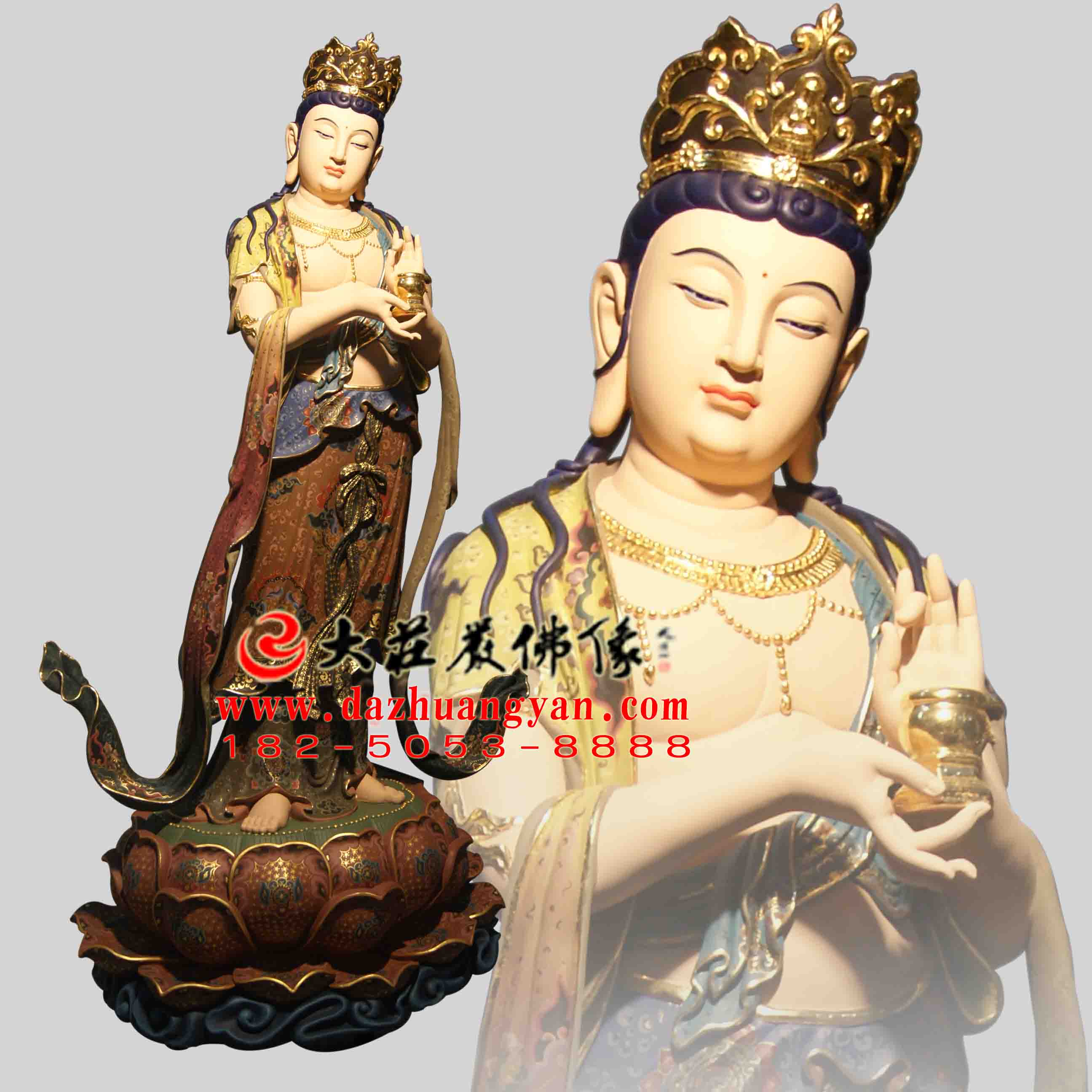 生漆脱胎八大菩萨之地藏菩萨彩绘佛像